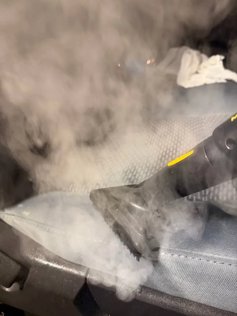 Steam cleaning a seat